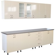 Bucatarie Zebra 260 cm din MDF Vanilie cu blat termoizolant gri Bucatarie Zebra 260 cm din MDF Vanilie cu blat termoizolant gri